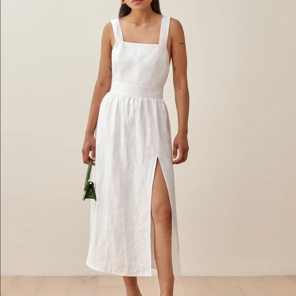 REFORMATION White Linen Dress